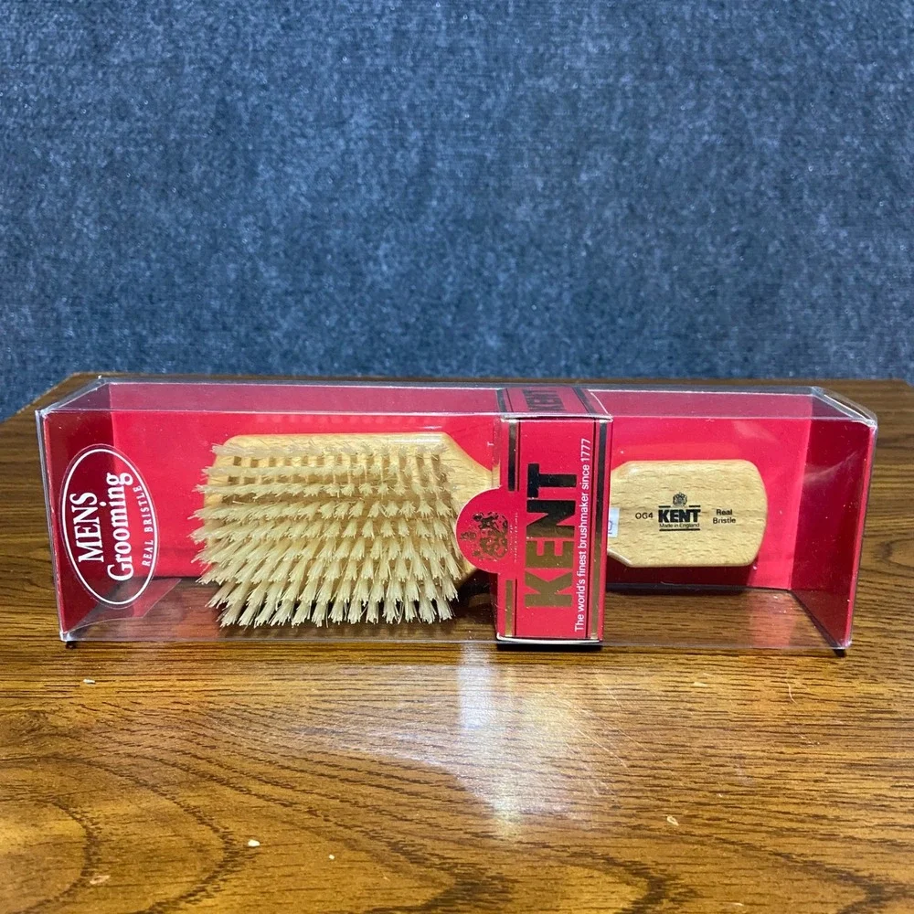Kent OG4 VTG Mens‎ Grooming Real Bristle Beechwood Hair Brush Made in England